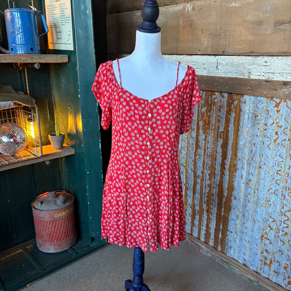 Patrons of Peace Red and White Floral Dress, size M